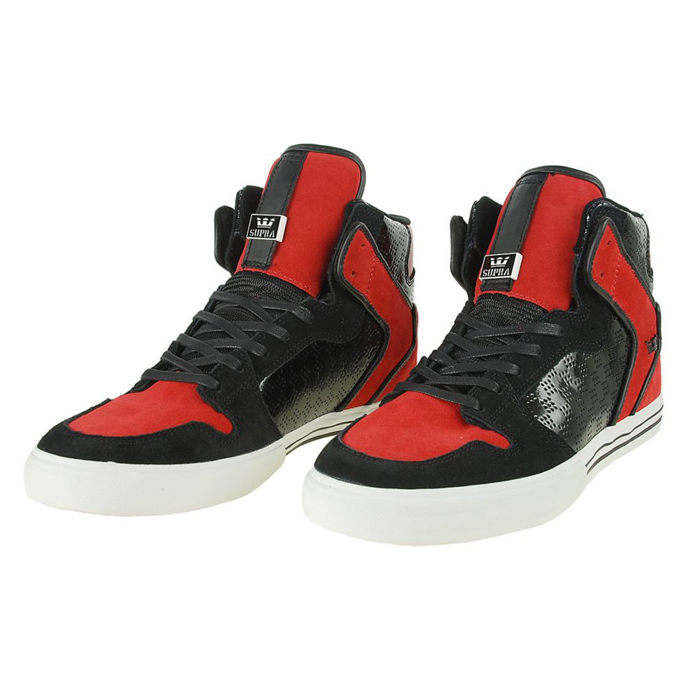 Baskets Montantes Supra Vaider Noir Rouge Black/Red-Suede Homme | AXD-38179030